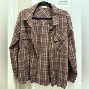 Democracy Brown Plaid Button Down Shirt